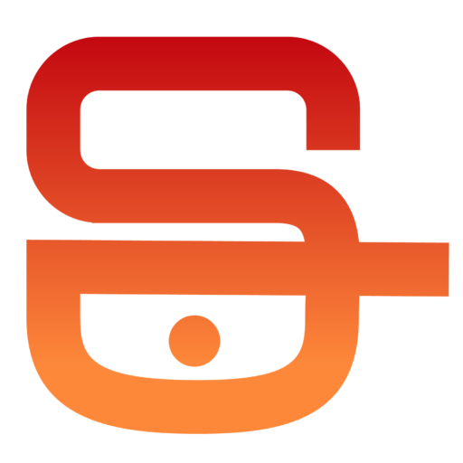 a red and orange logo
